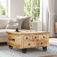 vidaXL Soffbord grovt mangoträ 70x70x40 cm