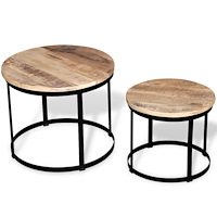 vidaXL Soffbord 2 st mangoträ rund 40 cm/50 cm