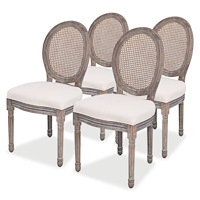 vidaXL Snurrbara matstolar 4 st gräddvit tyg