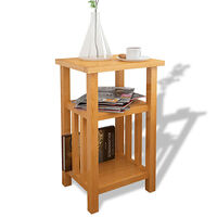 vidaXL Sidobord med tidningshylla 27x35x55 cm massiv ek