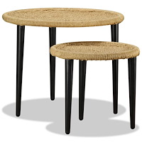 vidaXL Soffbord 2 st naturlig jute