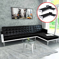 vidaXL L-formad bäddsoffa konstläder svart