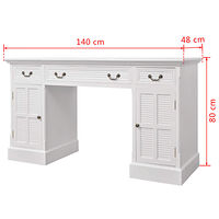 vidaXL Skrivbord med dubbla piedestaler 140x48x80 cm vit