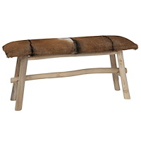 vidaXL Bänk getskinnsläder teak