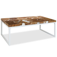 vidaXL Soffbord teak och harts 110x60x40 cm