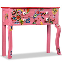 vidaXL Skänk massivt mangoträ rosa handmålat