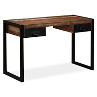 vidaXL Skrivbord med 2 lådor massivt återvunnet trä 120x50x76 cm