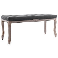 vidaXL Bänk massivt trä och linnetyg 110x38x48 cm mörkgrå