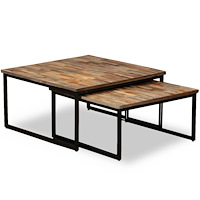 vidaXL Satsbord 2 delar massivt återvunnet teakträ