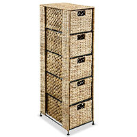 vidaXL Förvaringsmöbel med 5 korgar 25,5x37x100 cm vattenhyacint