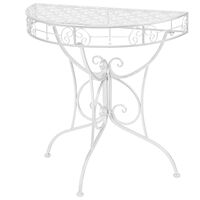 vidaXL Sidobord vintage stil halvrunt metall 72x36x74 cm silver