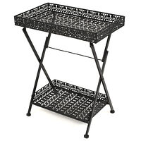 vidaXL Hopfällbart tebord vintage stil metall 58x35x72 cm svart
