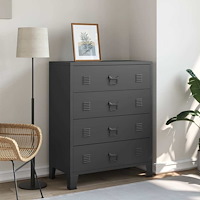 vidaXL Byrå industriell stil metall 78x40x93 cm svart