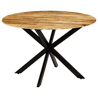 vidaXL Matbord massivt grovt mangoträ och stål 120x77 cm