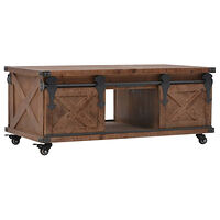 vidaXL Soffbord massivt granträ 91x51x38 cm brun