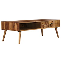 vidaXL Soffbord massivt sheshamträ med honungsfinish 110x50x37 cm