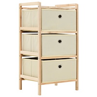 vidaXL Förvaringshylla med 3 tygkorgar cedarträ beige