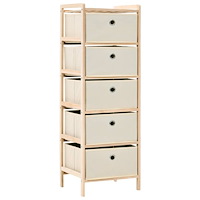 vidaXL Förvaringshylla med 5 tygkorgar cedarträ beige