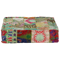 vidaXL Sittpuff lappmönster fyrkantig handgjord 50x50x12 cm grön