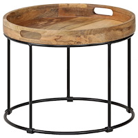 vidaXL Soffbord massivt mangoträ och stål 50x40 cm