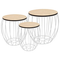 vidaXL Soffbord 3 st poppelplywood järn