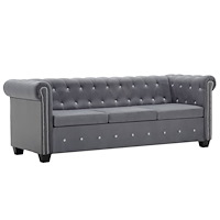 vidaXL Chesterfieldsoffa 3-sits sammet 199x75x72 cm grå