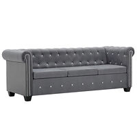 vidaXL Chesterfieldsoffa 3-sits sammet 199x75x72 cm grå