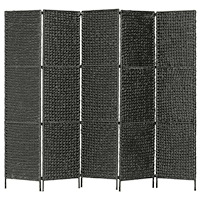 vidaXL Rumsavdelare 5 paneler vattenhyacint 193x160 cm svart