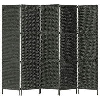 vidaXL Rumsavdelare 5 paneler vattenhyacint 193x160 cm svart