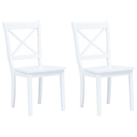 vidaXL Matstolar 2 st vit massivt gummiträ