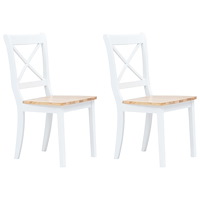 vidaXL Matstolar 2 st vit och ljust massivt gummiträ