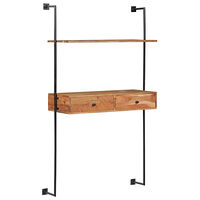 vidaXL Väggmonterat skrivbord 90x40x170 cm massivt akaciaträ