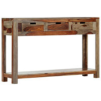 vidaXL Avlastningsbord med 3 lådor 120x30x75 cm massivt sheshamträ
