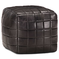 vidaXL Sittpuff svart 40x40x40 cm äkta getskinn