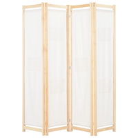 vidaXL Rumsavdelare 4 paneler 160x170x4 cm gräddvit tyg