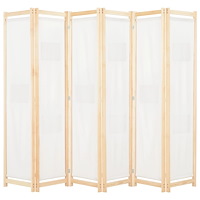 vidaXL Rumsavdelare 6 paneler 240x170x4 cm gräddvit tyg