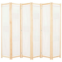 vidaXL Rumsavdelare 6 paneler 240x170x4 cm gräddvit tyg