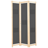 vidaXL Rumsavdelare 3 paneler 120x170x4 cm grå tyg