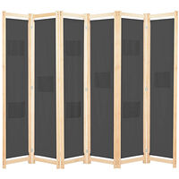 vidaXL Rumsavdelare 6 paneler 240x170x4 cm grå tyg