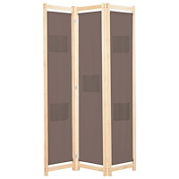 vidaXL Rumsavdelare 3 paneler 120x170x4 cm brun tyg