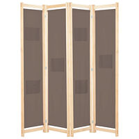 vidaXL Rumsavdelare 4 paneler 160x170x4 cm brun tyg