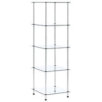 vidaXL Hylla 5 hyllplan transparent 40x40x130 cm härdat glas