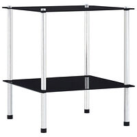 vidaXL Hylla 2 hyllplan svart 40x40x47 cm härdat glas