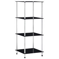 vidaXL Hylla 4 hyllplan svart 40x40x100 cm härdat glas