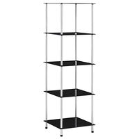 vidaXL Hylla 5 hyllplan svart 40x40x130 cm härdat glas