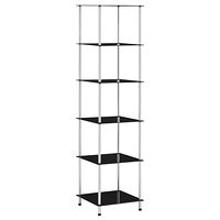 vidaXL Hylla 6 hyllplan svart 40x40x160 cm härdat glas