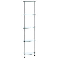 vidaXL Hylla 5 hyllplan transparent 30x30x130 cm härdat glas