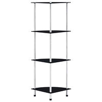 vidaXL Hylla 4 hyllplan svart 30x30x100 cm härdat glas
