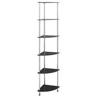 vidaXL Hylla 6 hyllplan svart 30x30x160 cm härdat glas