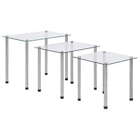 vidaXL Satsbord 3 st genomskinlig härdat glas